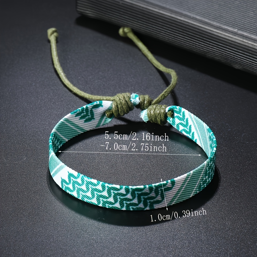Men's Adjustable Nylon Bracelet with Intricate Patterns Green Red & Designs